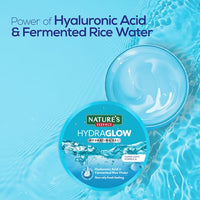 Nature's Essence Hydra Glow Oil free Moisturizer for face, Glowing Skin, light formulation gel infused with Hyaluronic Acid & Fermented Rice Water, Non Sticky, Long Lasting Hydration upto 48Hrs, 100g