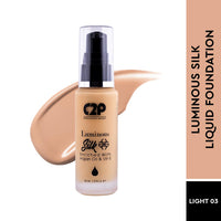 C2P Pro Luminous Silk Liquid Foundation For Women Face Makeup LIGHT 03, 30 ml | High Coverage For Dry Oily Combination Natural Glowing Skin | Waterproof Long Lasting | Argan Oil & Vitamin E