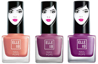 Elle 18 Nail Pops Nail Color 159 & Elle18 Matte, Glossy Finish Nail Pops Color 161, 161, 5 Ml & Elle18 Nail Pops Nail Color 162, Matte & Glossy Finish, 5Ml