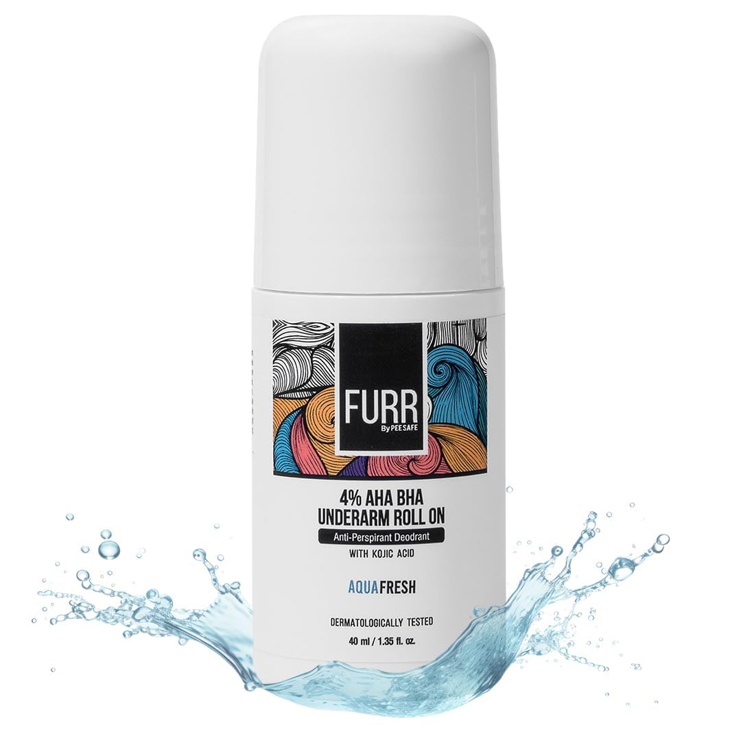 FURR 4% AHA BHA Underarm Roll On with Kojic Acid | 40ml | Aqua Fresh Fragrance | Helps Reduce Pigmentation, Prevents Body Odour & Brightens Skin | Dermatologically Tested | Antiperspirant