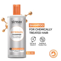 Streax Professional BotBrazil Shampoo,300 ml for Keratin, Botox, Nanoplasty, & Smoothening, Sulphate & Paraben-Free Shampoo for Women & Men, Enriched with Vita Oils Nourishes Chemically Treated Hair