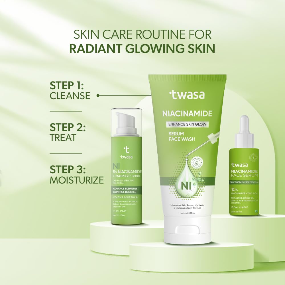 Twasa Niacinamide Serum Face Wash for Boosts Hydration, Reduces Pores & Improve Skin Texture | Enhance Skin Glow Face Wash For All Skin Types | Paraben & Sulphate Free, 100ml