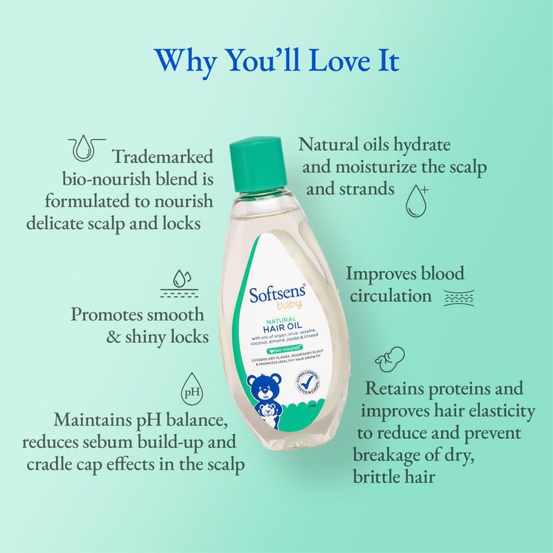 Softsens Baby - Natural Hair Oil | Enriched With Natural Oils of argan | Free from parabens, sulfates and harmful chemicals (Pack of 3)