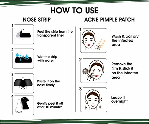 Urban yog Combo- Acne pimple patch-72dots & Nose Strips (4strips) with BHA serum - Face Care kit.