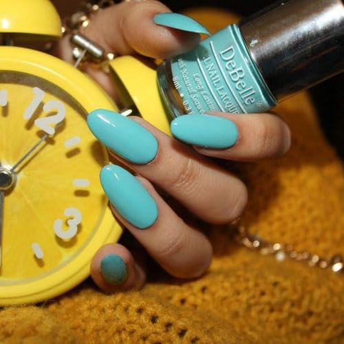 DeBelle Gel Glossy Finish Nail Polish Tahiti Teal (Teal Blue), 8 Ml - Enriched With Natural Seaweed Extract, Cruelty Free, Toxic Free