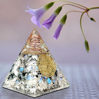 Orgone Pyramid | Rainbow Moonstone Orgonite Pyramid for Success, Anti-stress, Calmness, Growth, Strength | Healing Crystal Gemstone Pyramid | Orgone Pyramid Crystal - Handmade In India