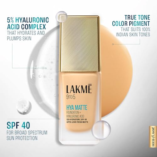 Lakmé 9to5 Hya Matte Foundation + Hyaluronic Acid Warm Beige - 25ml