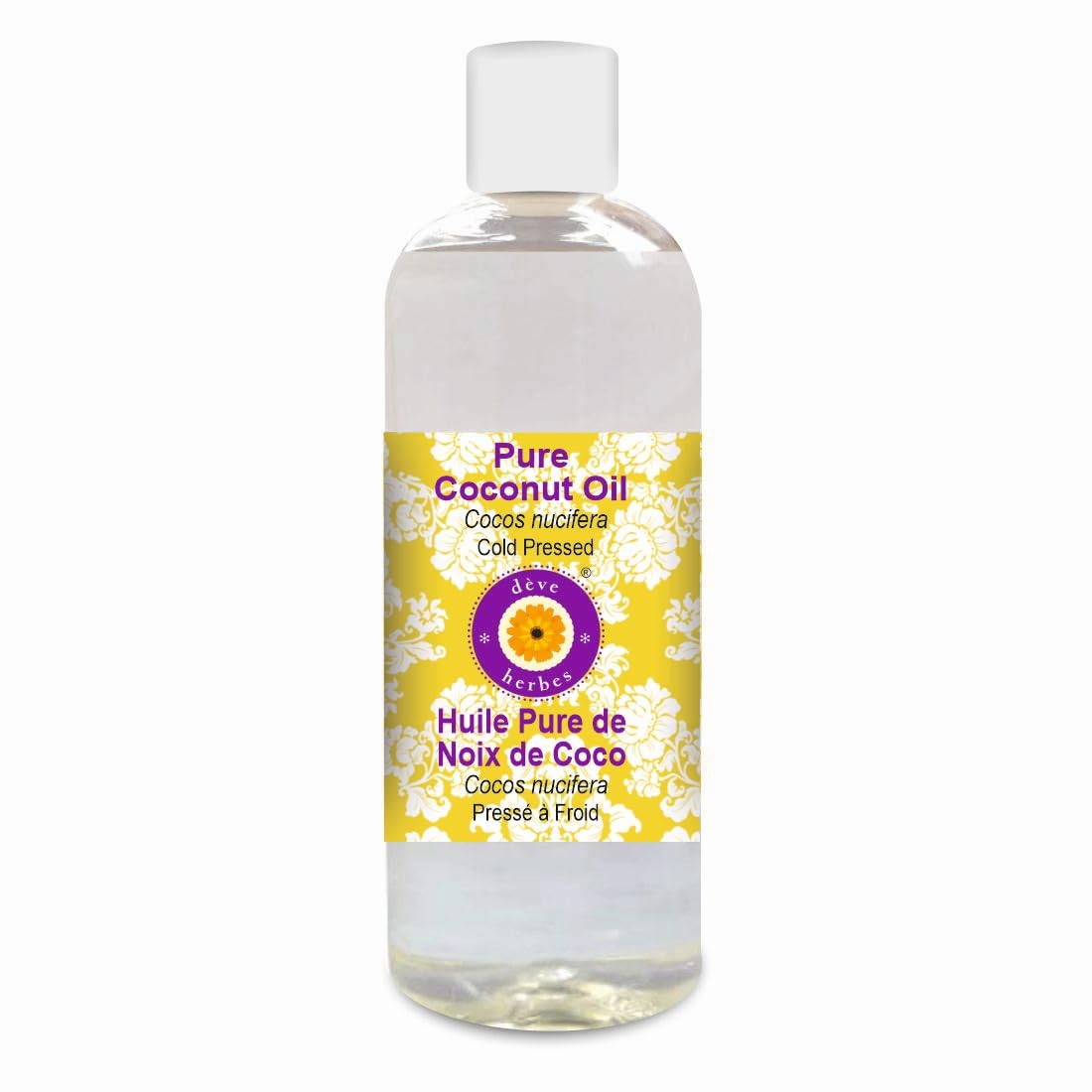 Deve Herbes Pure Coconut Oil (Cocos nucifera) | Cold Pressed | Natural | Undiluted | For Diluting Essential Oils | For Hair, Skin & Massage | Men & Women | 200ml