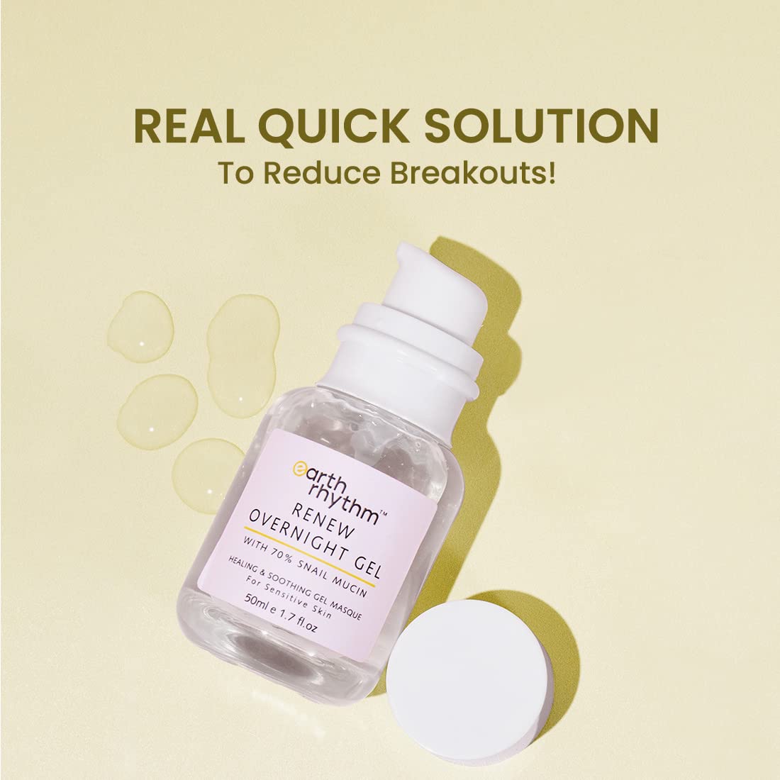 Earth Rhythm Renew Overnight Gel with Snail Mucin, Healing & Soothing Face Gel, For Sensitive Skin - 50g | Moisturize Skin, Reduce Acne, Repairs Damaged Skin