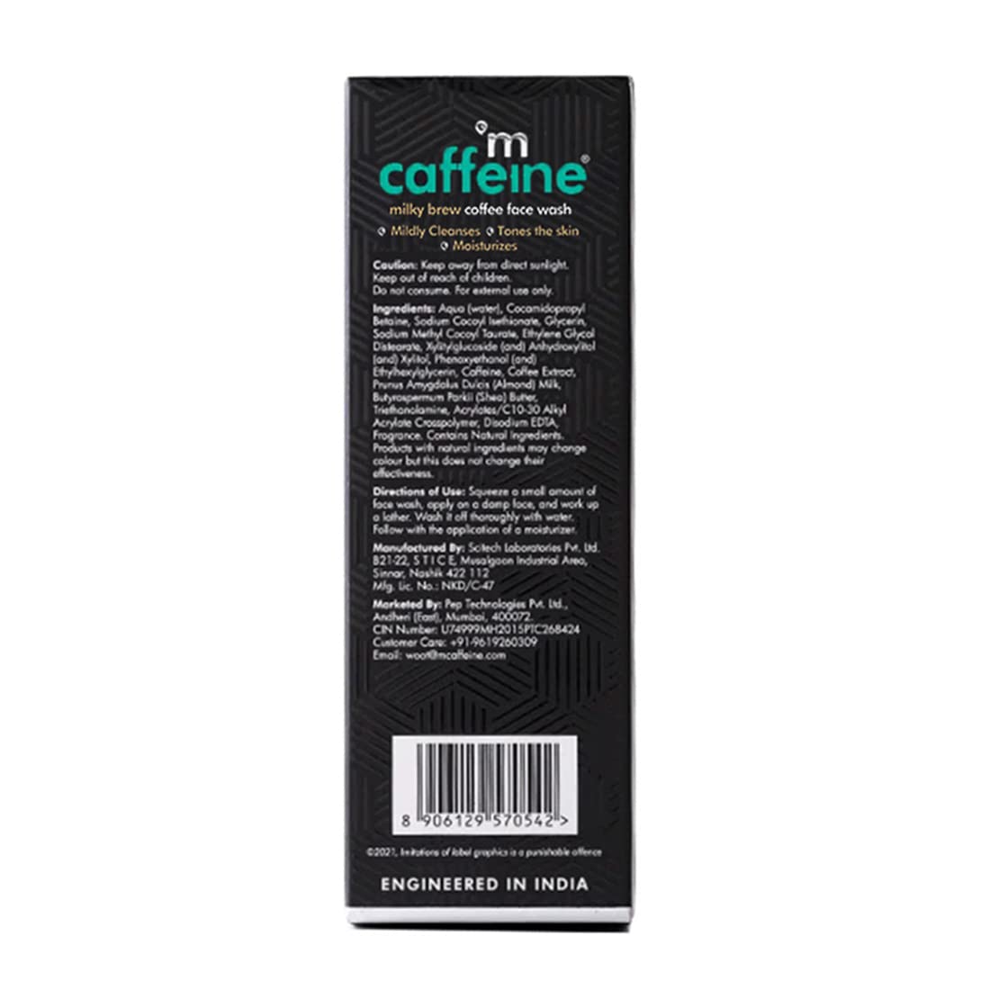 mCaffeine Milk & Coffee Face Wash for Dry Skin | Dry Skin Face Wash For Men & Women with Almond Milk & Shea Butter | Daily Use Face Cleanser | Natural & 100% Vegan (75 ml)