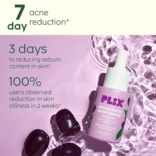 The Plant Fix Plix 2% Salicylic Acid Jamun Active Acne Control Dewy Serum 30 ml for Active Acne & Dark Spot Reduction with Caffeine for Breakout Control (Pack of 1)