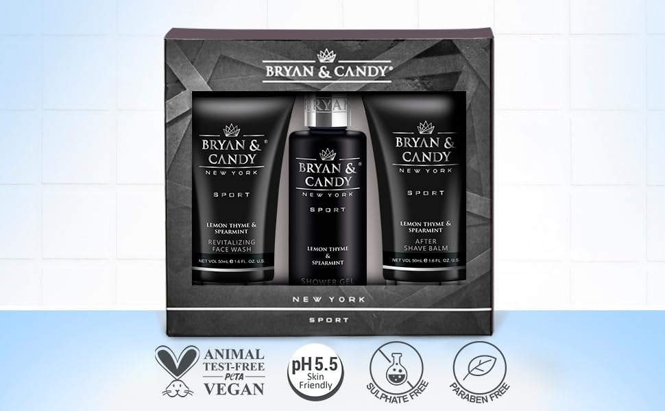 Bryan & Candy Complete Face & Body Care Kit | Gift Set For Men | 100% Vegan | Skin-Friendly pH 5.5 for All Skin Types,SLS & Paraben Free (Small Lemon & Thyme Kit)