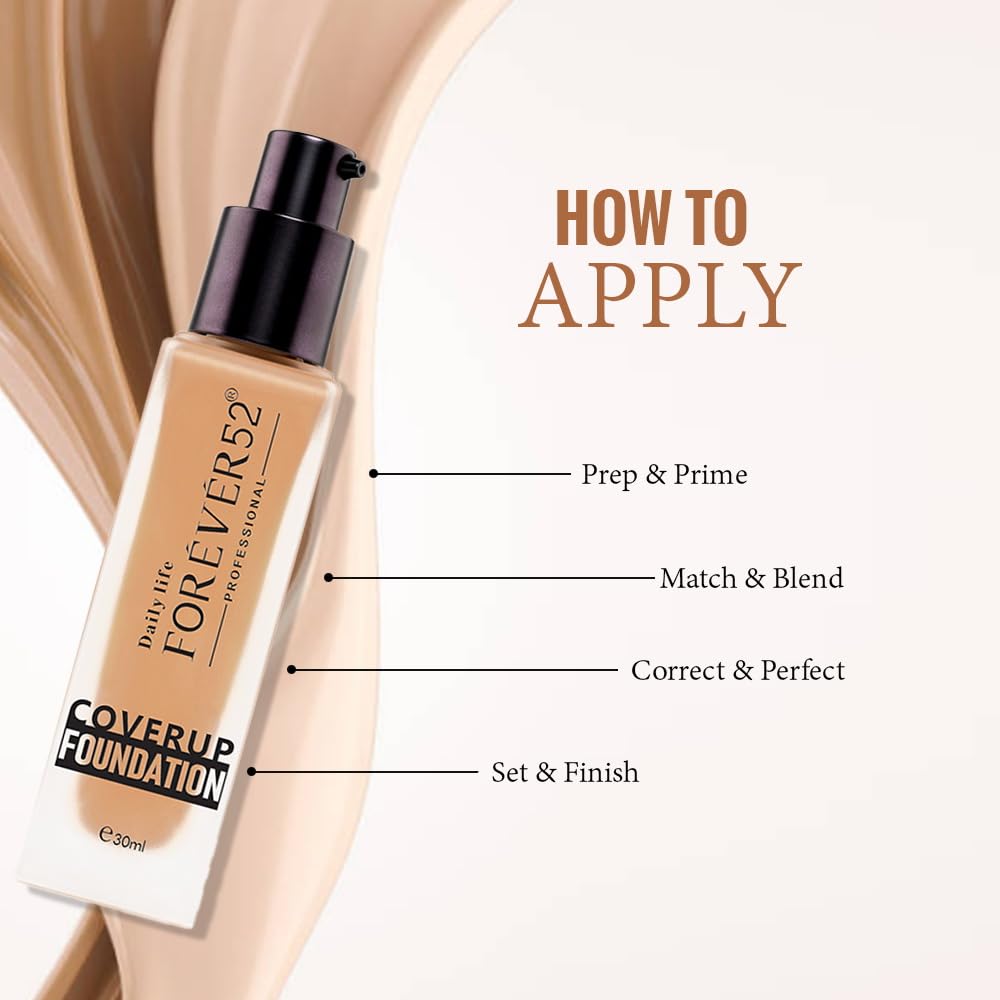 Daily Life Forever52 Coverup Foundation | Natural Matte Finish, Long-Lasting Full Coverage Liquid Foundation (Maron-30.3, 30ml)