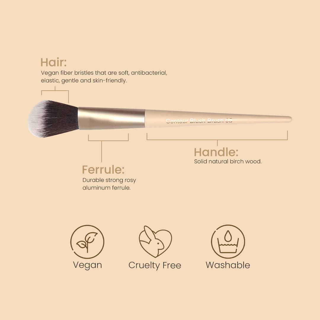 Milagro Beauty Contour Blush Brush 05 – Angled Brush for Cream & Powder Blush, Bronzer & Highlighter Application, Precision Sculpting, Soft Vegan Bristles, Defines & Enhances Features