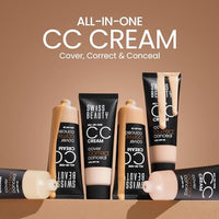 Swiss Beauty All-In-One Lightweight CC Cream with SPF 30 | Cover, Correct and Conceal | For Natural, Medium coverage | Shade- 02 Soft Ivory, 25g |