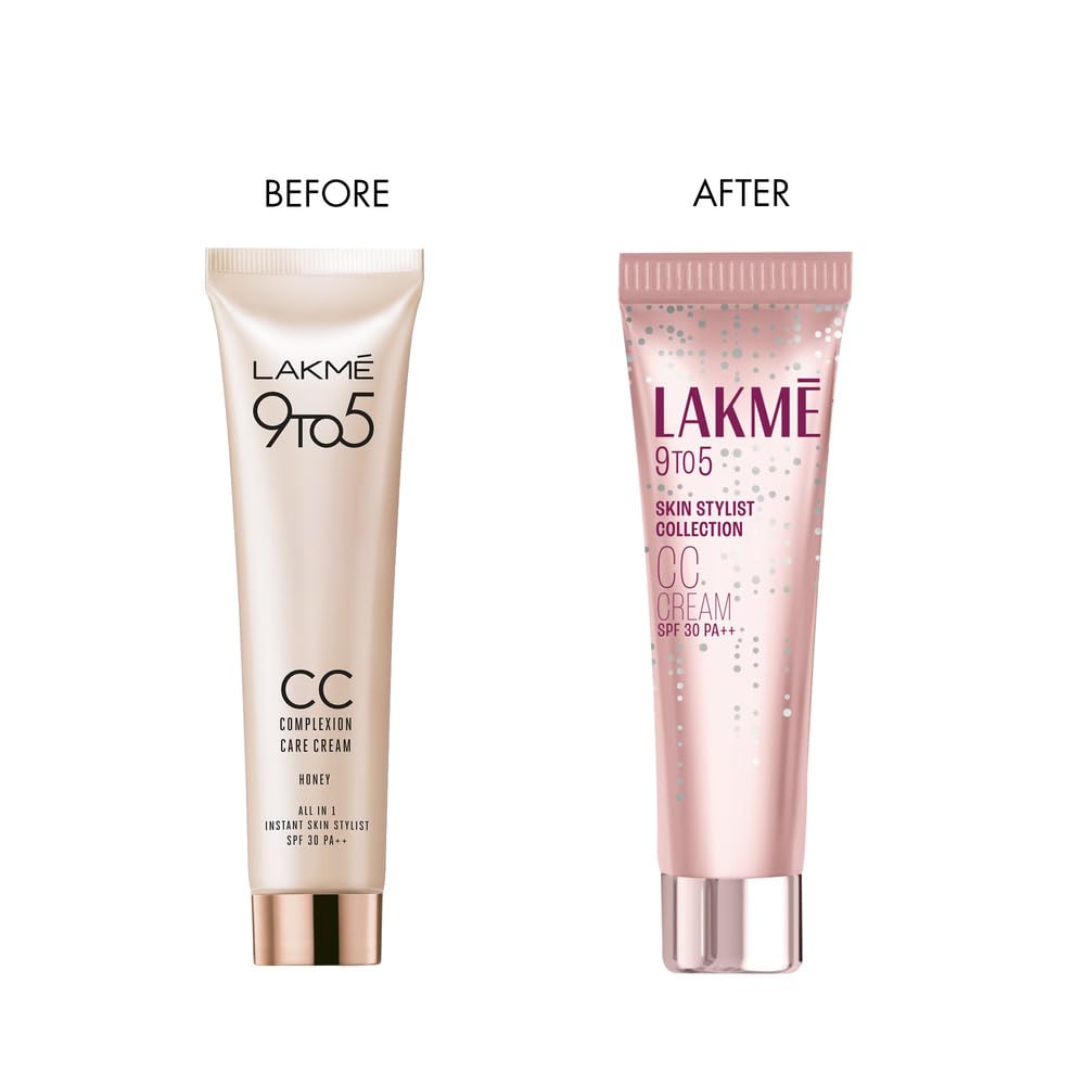 Lakmé 9 To 5 Complexion Care Face Cc Cream, Light, Natural Honey, Spf 30, Conceals Dark Spots & Blemishes, All Skin Type - 30 G (Pack of 2)