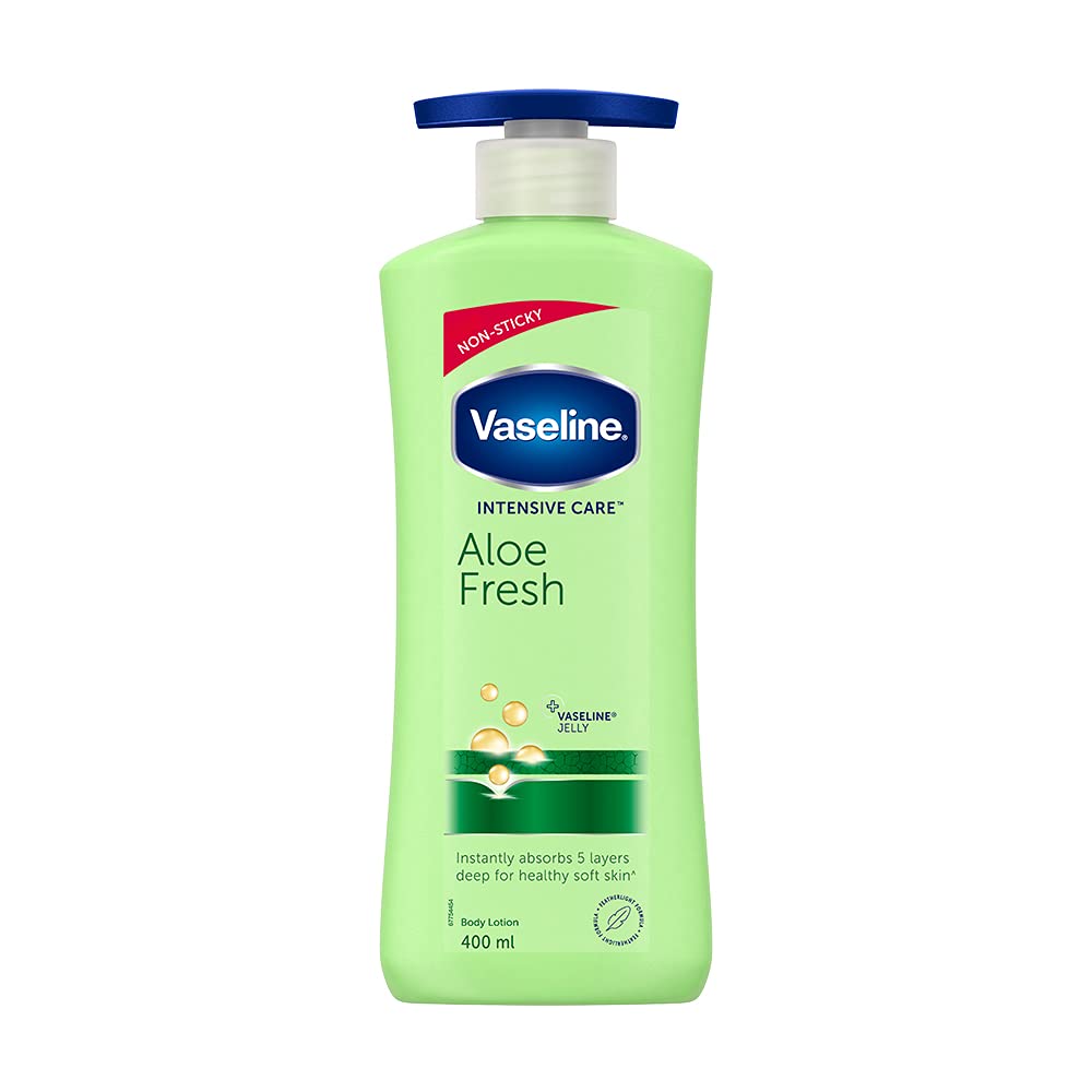 Vaseline Intensive Care Aloe Fresh Hydrating Body Lotion 400 ml, Daily Skin Moisturizer for Dry Skin, Lotion for Non-Greasy, Glowing Skin