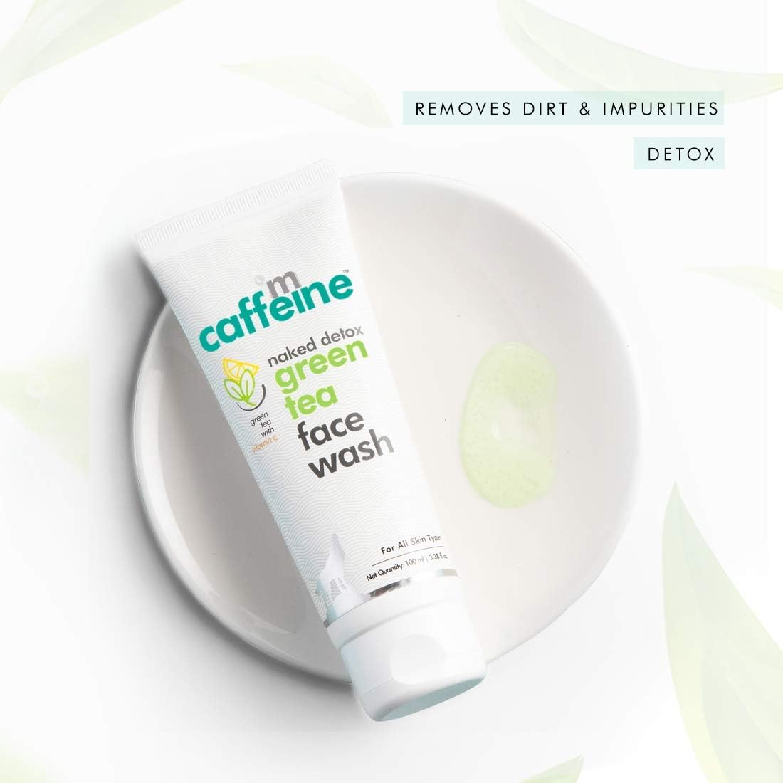 mCaffeine Vitamin C Face Wash for Women with Green Tea & Hyaluronic Acid | Oil Control Face Wash for Oily Skin, Normal Skin & Dry Skin | Natural Detoxifying Face Wash - Rich in Antioxidants | 100ml