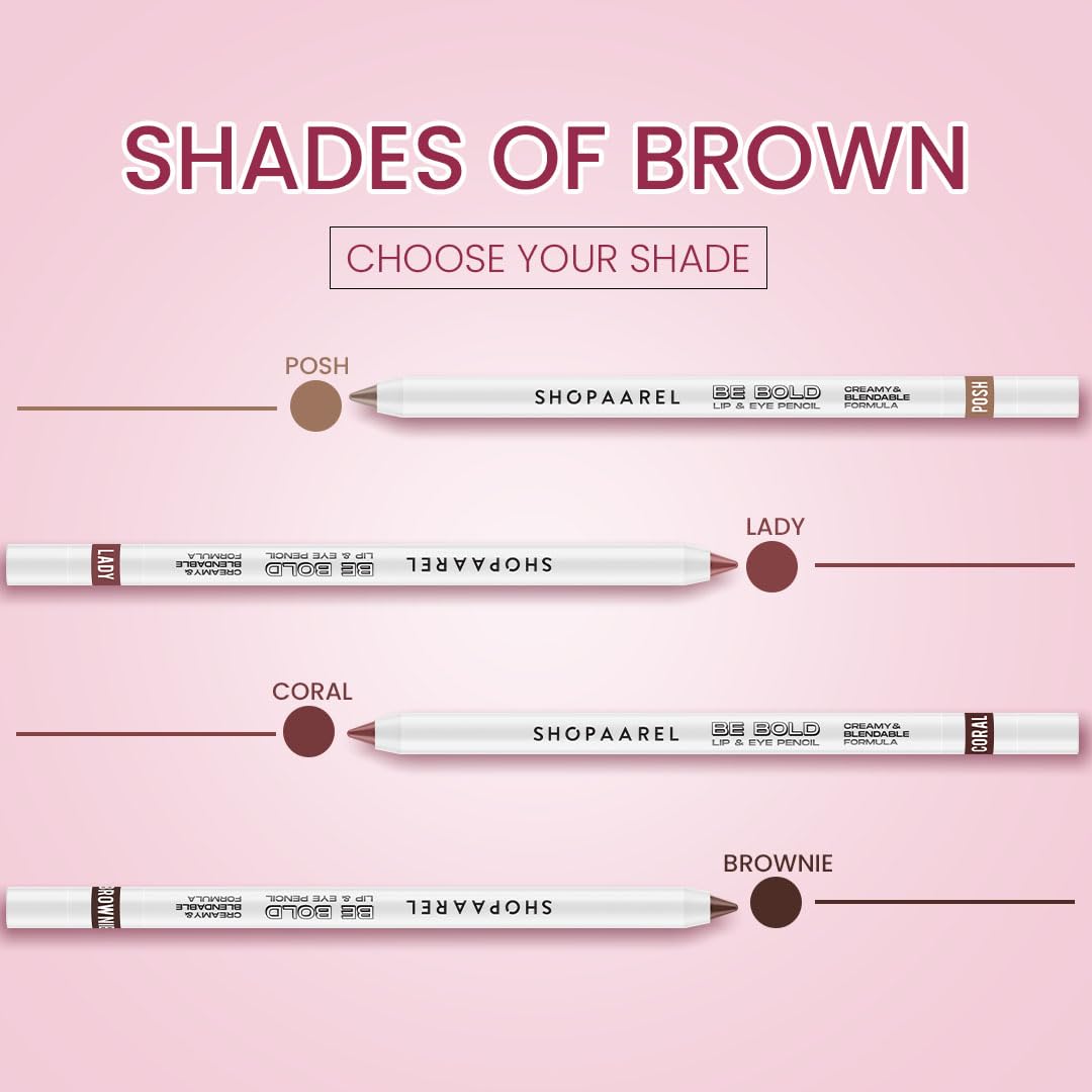 SHOPAAREL BE BOLD Lip & Eye Pencil, 2-in-1 Lip & Eye Liner, Creamy & Blendable, Lip Liner, Built-In Sharpener, Matte Finish, Eye Liner, Intense Pigment, Smudge-Proof, Long Lasting-0.4 Gm, Lavish