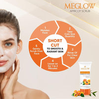Meglow Apricot Scrub 70g Each, Pack of 3 – Paraben Free Formula || Enriched with Natural Apricot Extracts, Vitamin E and Aloe Vera Extract || Remove Dead Skin Cells || All Skin Type || Helps to Make Skin Smooth and Radiant