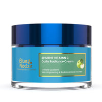 Blue Nectar Plant Based Vitamin C Face Cream for Glowing Skin Dark Spot Removal Cream for Men with Green Apple and Almond Oil (13 Herbs, 50g)