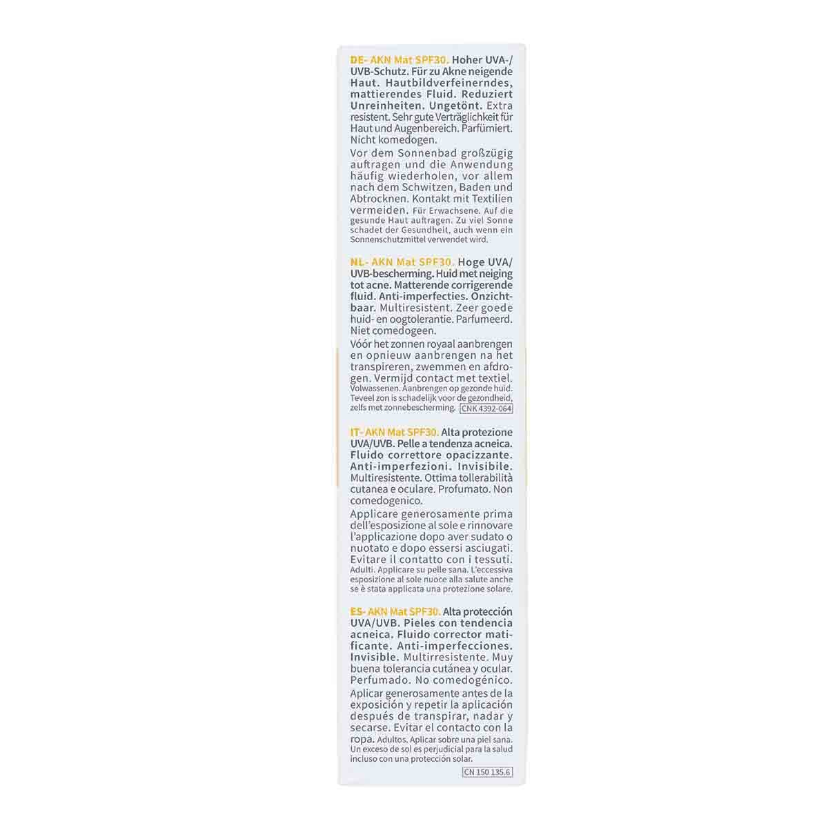 Bioderma Photoderm AKN Mat SPF 30 Mattifying Anti-Blemish Sunscreen Combination Acne-Prone Skin. 40ml