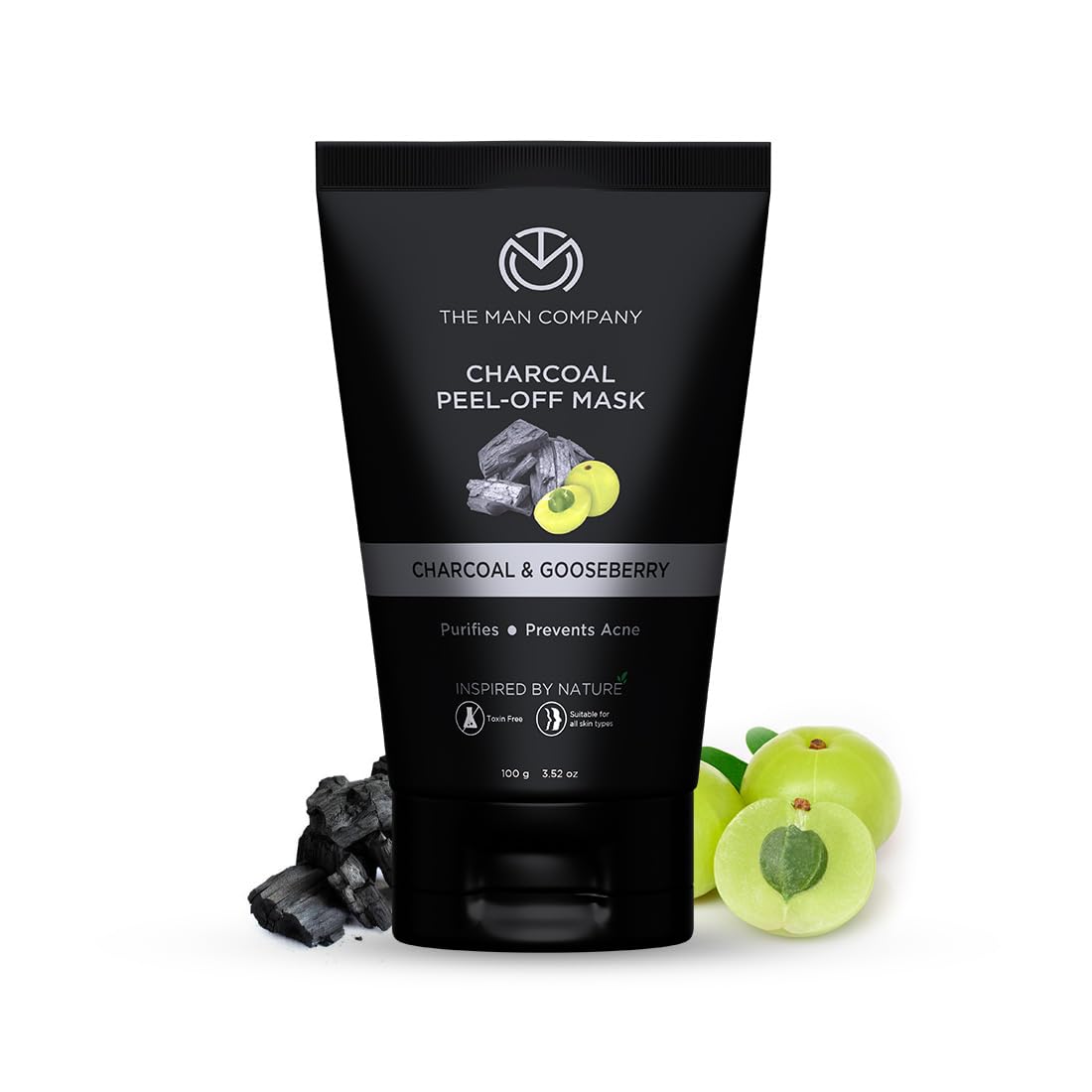 The Man Company Activated Charcoal Peel Off Face Mask for Men | Deep Cleansing | Blackhead/Whitehead & Dead Skin Removal | Paraben & Sulphate Free - 100gm