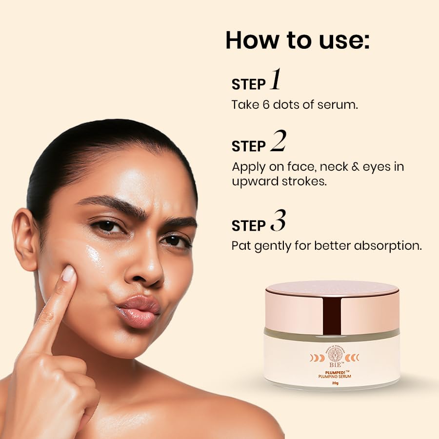 BiE Plumped! | Plumping Serum with Collagen | Stem Cells | Geranium Oil for Hydrated | Smooth Skin | 20gm