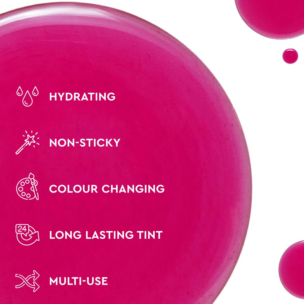 Kiro PH-Play Color Changing Lip & Cheek Oil - Raspberry Ripple, 5.5ml | Hydrating, Skin Brightening, Reduce Fine Lines | Non-Sticky, Non Greasy | Skin Care Infused with Moringa, Rosehip & Avocado Oils