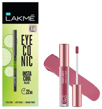 Lakmé Lip Color Liquid Everyday Pink (Matte) & Eyeconic Insta Cool Kajal, Black, Cooling Kohl Liner, Glossy Finish 0.35 G, Multicolor