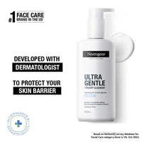 Neutrogena Ultra Gentle Creamy Cleanser | 14X Gentler Cleanser | All Skin Types Including Sensitive Skin | Face Wash for Sensitive Skin for Men & Women | With Barriercare Technology & 10% Glycerin | Paraben-Free