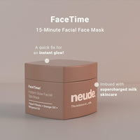 Neude FaceTime Instant Brightening Glow Face Mask 50ml – De-Tan Milk Face Pack with Yogurt Filtrate, Orange Oil & Kojic Acid for Glowing Skin, Blackhead Removal, Anti-Pigmentation & All Skin Types