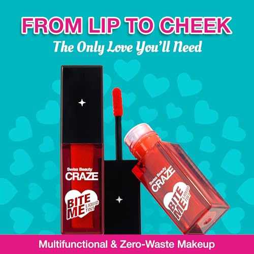 SWISS BEAUTY CRAZE Bite Me Liquid Natural Hydrating Tint with Dewy Finish | 6-Hour Stay | Shade- Baddie Berry, 4ml