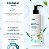 Plum Tea Tree Dandruff Control Shampoo I With Tea Tree Oil,Propanediol Caprylate&Willow Bark Extracts I For All Hair Types Dandruff Control|Sulphate Free|Paraben- Free I 100% Vegan|250 Ml,2 Count
