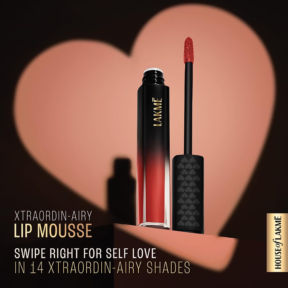 Lakmé Xtraordin-Airy Lip Mousse, Velvet Matte Finish, with air-light texture, for nourished & moisturised lips, Liquid Lipstick, The One Red