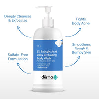 The Derma Co 1% Salicylic Acid Daily Exfoliating Body Wash with Salicylic Acid, Glycolic Acid & PENTAVITIN® - 250ml | | Helps to Prevent Body Acne & Cleanse Skin
