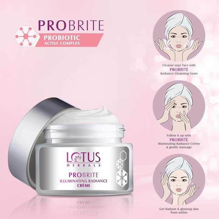 Lotus Herbals Probrite Illuminating Radiance Cream 50gm, Radiance Face Oil 15ml set of 2