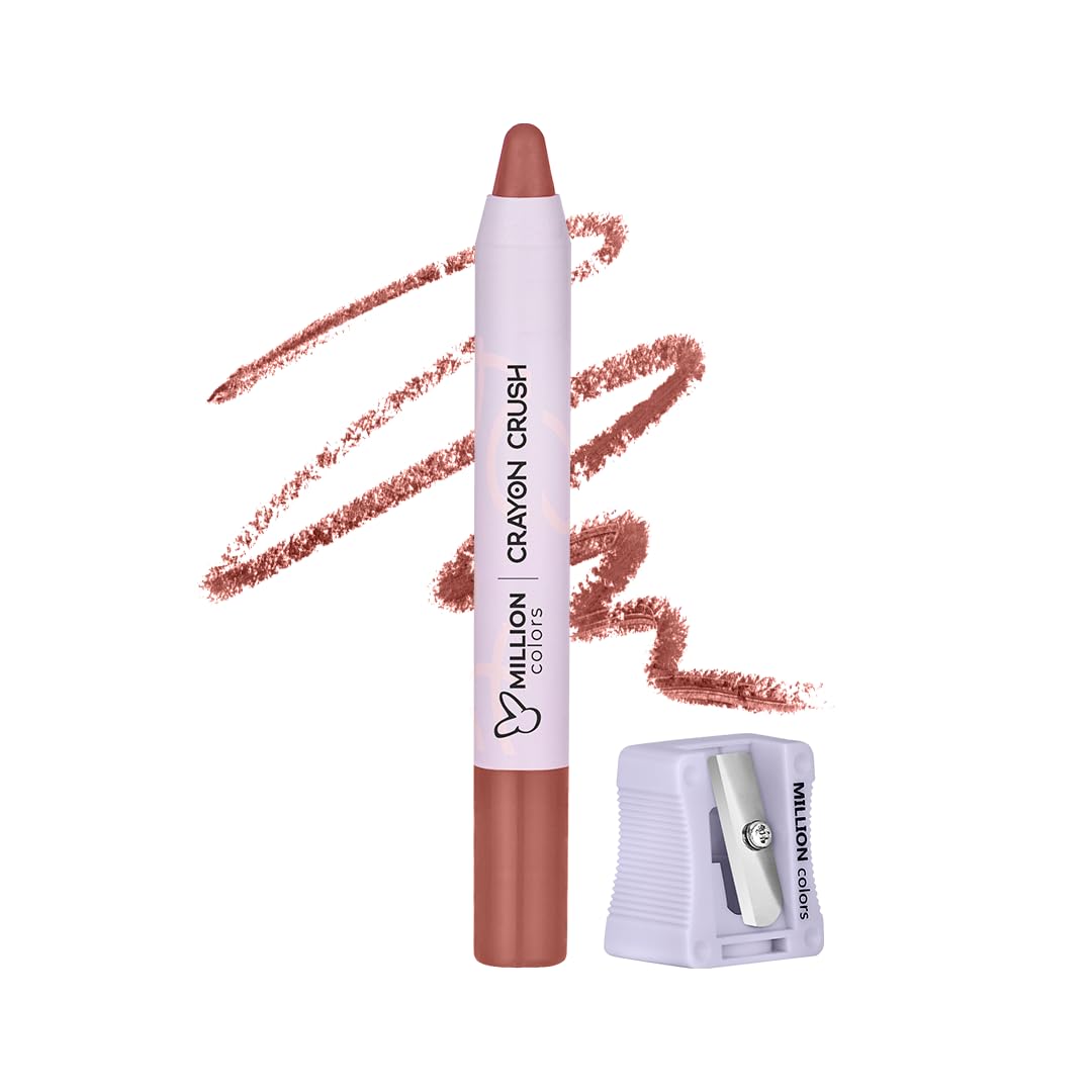 Million Colors Lip Crayon Lipstick | 8H Long-Lasting Matte | Hydrating & Lightweight | Highly Pigmented | Smudge-Proof & Transfer-Proof | Hyaluronic Acid & Shea Butter (Roasted Hazzle 01, 3g)