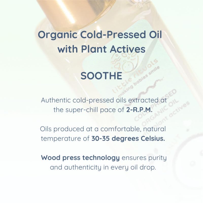 Little Rituals Organic Baby Massage & Hair Oil - Sweet Almond (Badam), Coconut, Black Sesame, Travel Pack, Wood Cold Pressed, Plant Actives, Dermatologist Tested by Pediatrics, Safe & Gentle, 30ml