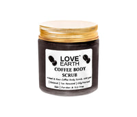 Love Earth Coffee Body Scrub With Organic Shea Butter & Vitamin E For Skin Moisturization & Tan Removal For Soft-Smooth Skin | Bathing Scrub with Coconut Oil | All Skin Types 100gm
