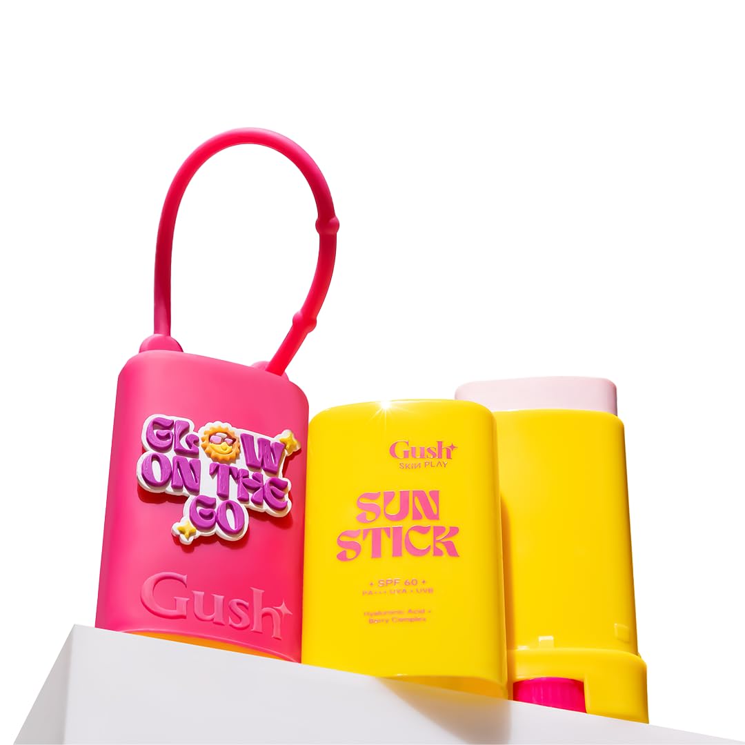 Gush Beauty Invisible Sunscreen Stick With Holder | SPF 60 PA +++ | UVA/UVB Rays Protection | Water Proof | No White Cast | With Hyaluronic Acid | Matte Finish | For All Skin Types - 13g