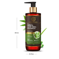 Khadi Natural Neem & Aloevera Shampoo | Shampoo for Hair Growth | Paraben & Artificial fragrance free | Suitable for All Hair Types | Powered Botanics | 310 ml