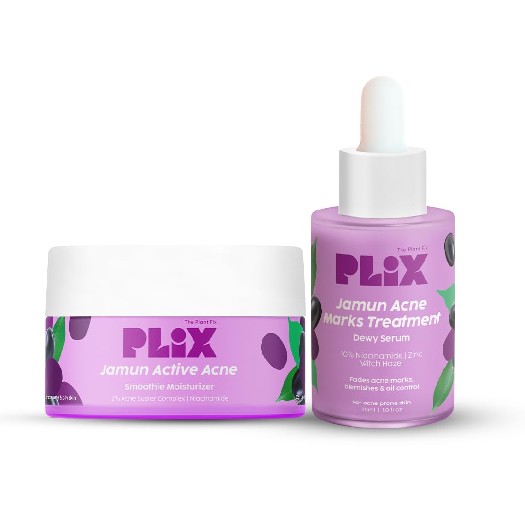 PLIX - THE PLANT FIX Niacinamide Jamun Moisturizer and Serum Combo(30 gm + 30ml), Helps Reduce Pimples with 2% Acne Buster, For Oily and Acne Prone Skin, With Witch Hazel & Jamun Extract