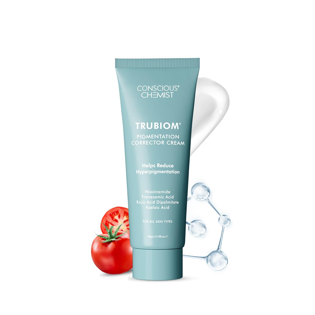 Conscious Chemist Kojic Acid Face Cream | 20g | Azelaic Acid Cream, Face Cream for Men & Women, Niacinamide & Tranexamic Acid, Anti Pigmentation Cream, Reduce Dark Spots, All Skin Type - Trubiom