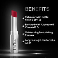 RENEE Matte Lock Lipstick - Rock, Moisturizing, Long Lasting & Weightless Formula, Intense Color Pay Off with Ultra-Matte Finish, Enriched with Avocado oil, Vitamin E, D & Beta-Carotene, 3.5 Gm