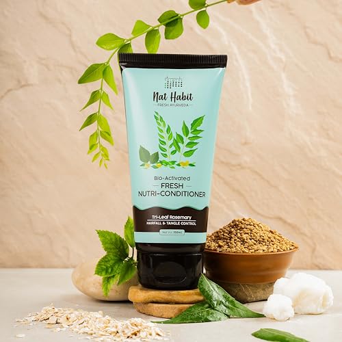Nat Habit Tri-Leaf Rosemary Nutri-Conditioner, For Women & Men, Bio-Activated for Hairfall & Tangle Control with 8 Ultra-Moisturizing Power Conditioner, 150ml