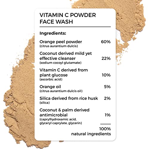 Brillare Vitamin C Face Wash for Pigmentation & Dark Spots, Coconut & Orange Face Wash for Skin Brightening, 100% Natural Powder Facewash, 30g