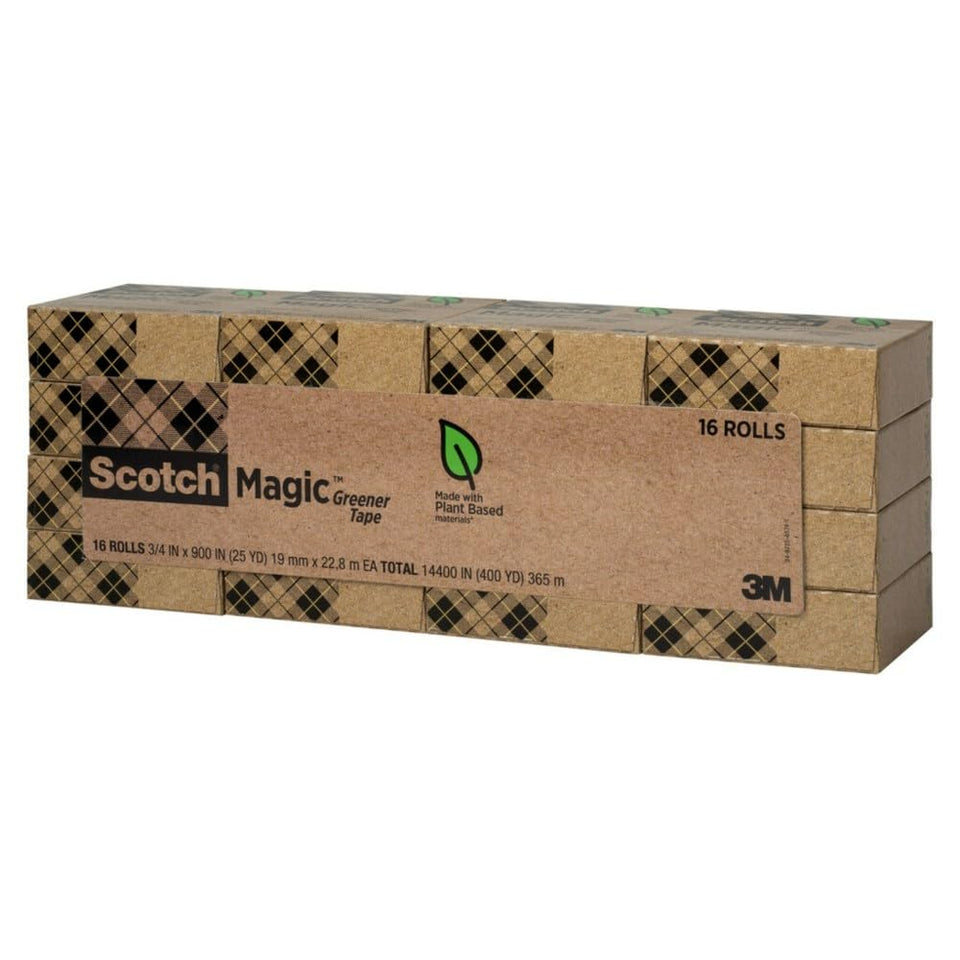 Scotch Magic Greener Tape, Invisible Tape for Fixing Paper, Office Supplies and Back to School Supplies, 0.75 in .x 900 in., 16 Rolls