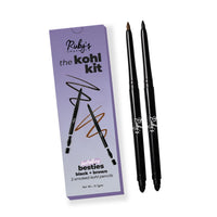 Ruby's Organics Kohl Eyeliner Beauty Gift Kit for Women- with In-Built Smudger,Extra Smooth & Long Lasting Kajal,Organic Eye Makeup,100% Natural,Black & Brown-0.35g each- Combo Pack of 2,Solid