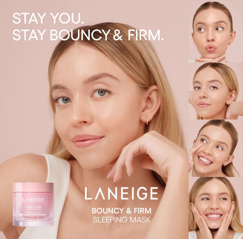 LANEIGE Bouncy&Firm Face Sleeping Mask with Collagen | Barrier Boosting Hydration with Peony & Collagen Complex | Gel Texture Collagen Cream | Night Cream for Glowing Skin| Korean Skincare |25ml